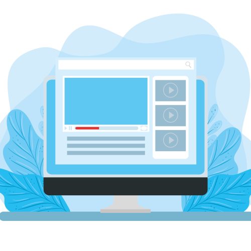 computer monitor with web page and leafs decoration vector illustration design